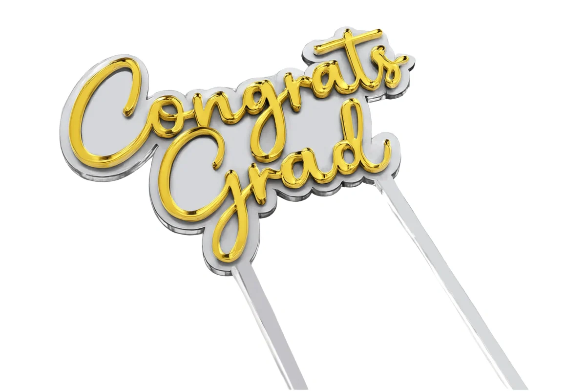 Gold Congrats Grad Topper - Iconic Cake Art - Image 3