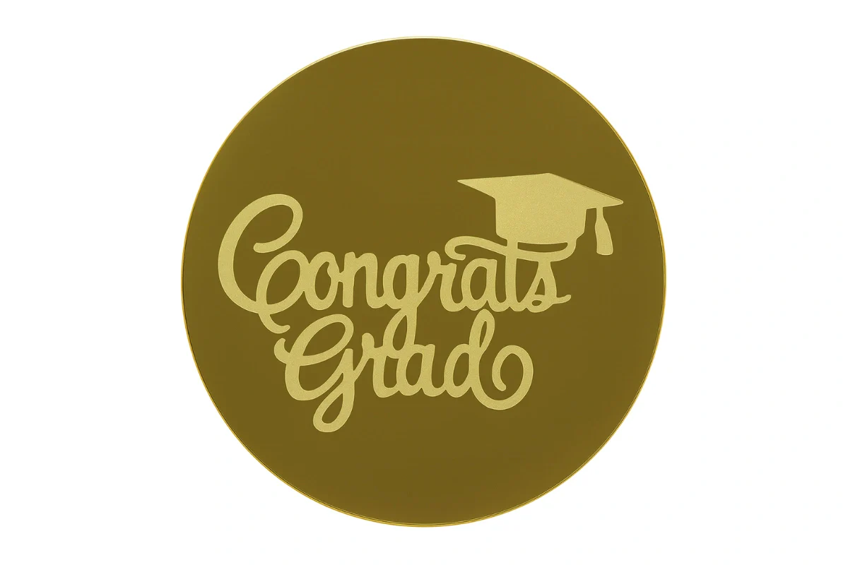 Gold Congrats Grad Toppers (6 Pack) - Iconic Cake Art - Image 3