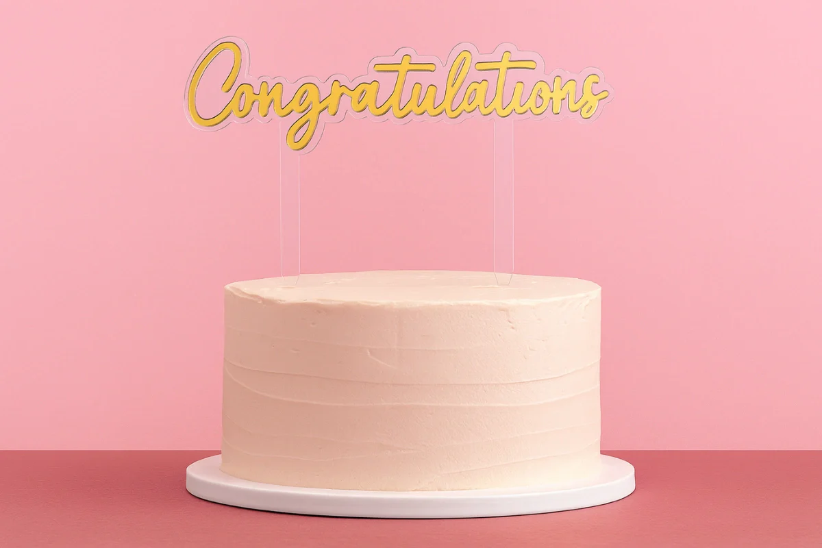 Gold Congratulations Topper - Iconic Cake Art - Image 2
