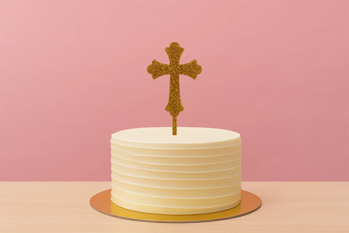 Gold Cross - Cake Topper - Glitter - Iconic Cake Art - Image 2