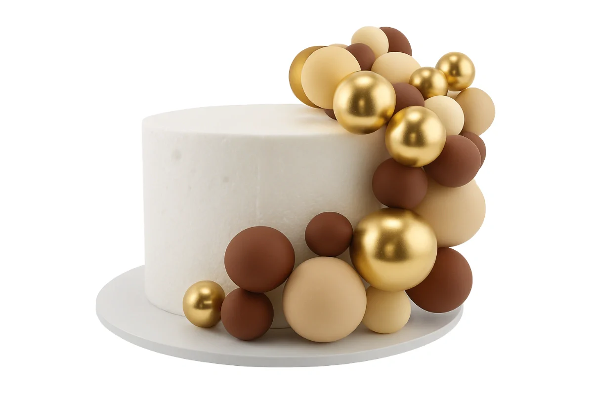 Gold Earth Tone Ball Topper Set (32 Pack) - Iconic Cake Art - Image 3
