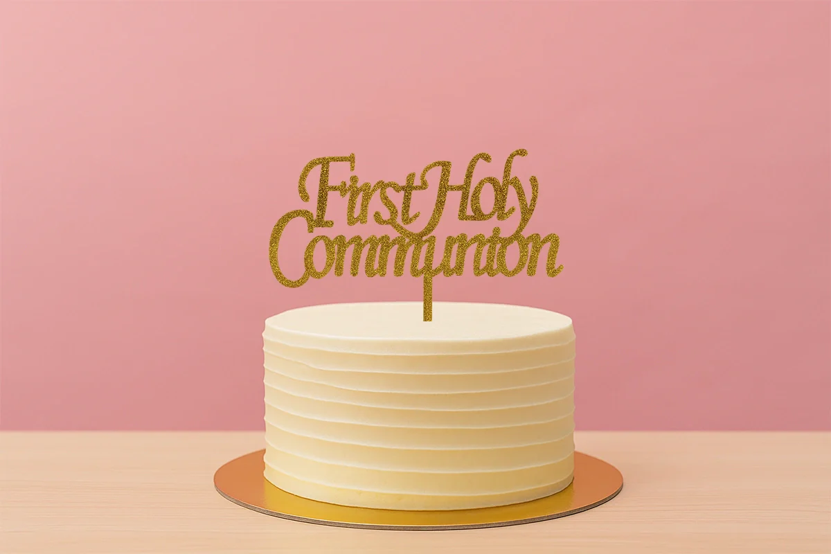 Gold First Holy Communion - Cake Topper - Glitter - Iconic Cake Art - Image 2