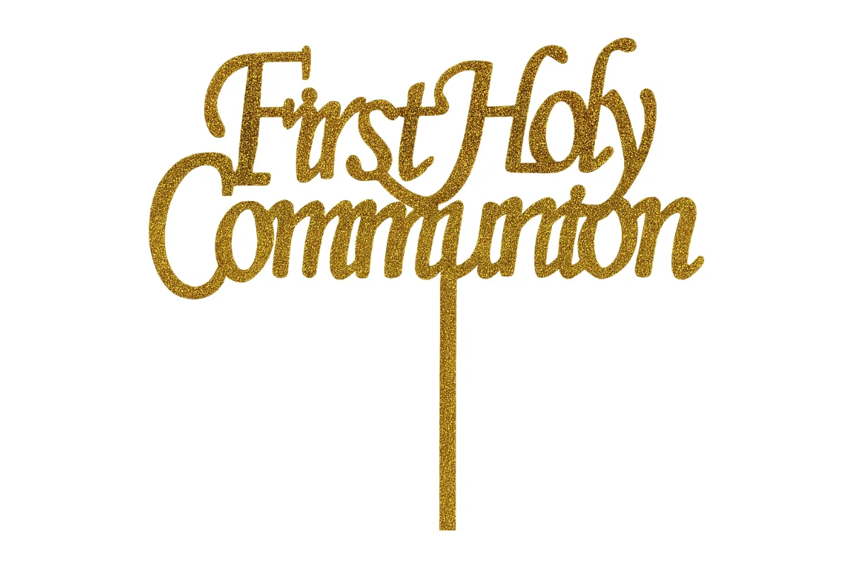 Gold First Holy Communion - Cake Topper - Glitter - Iconic Cake Art - Image 3