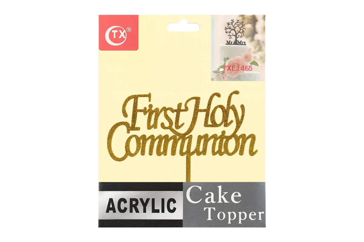 Gold First Holy Communion - Cake Topper - Glitter - Iconic Cake Art - Image 4