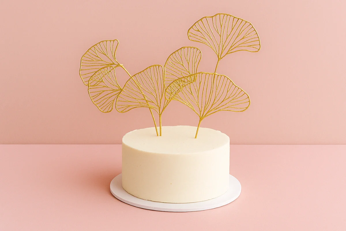 Gold Ginkgo Leaf Topper - Iconic Cake Art - Image 2