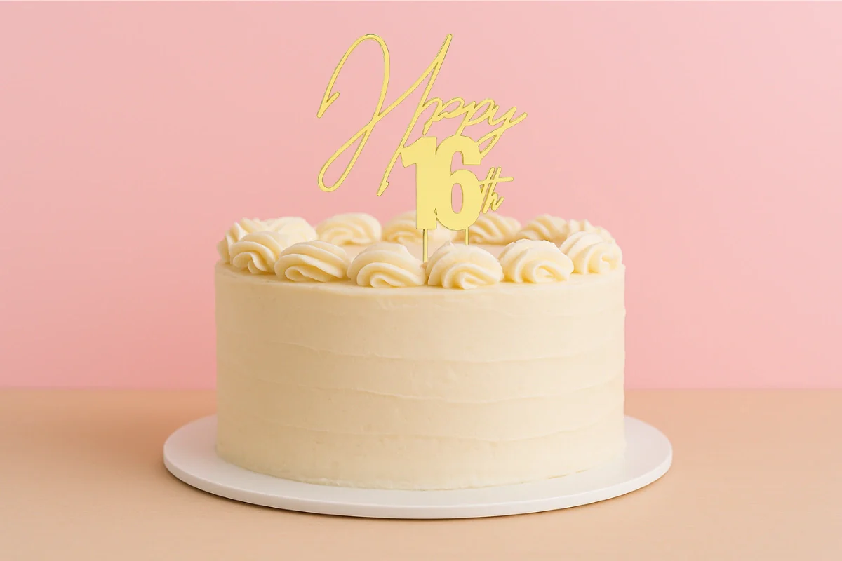 Gold Happy 16th Cake Topper - Bake Group - Image 2