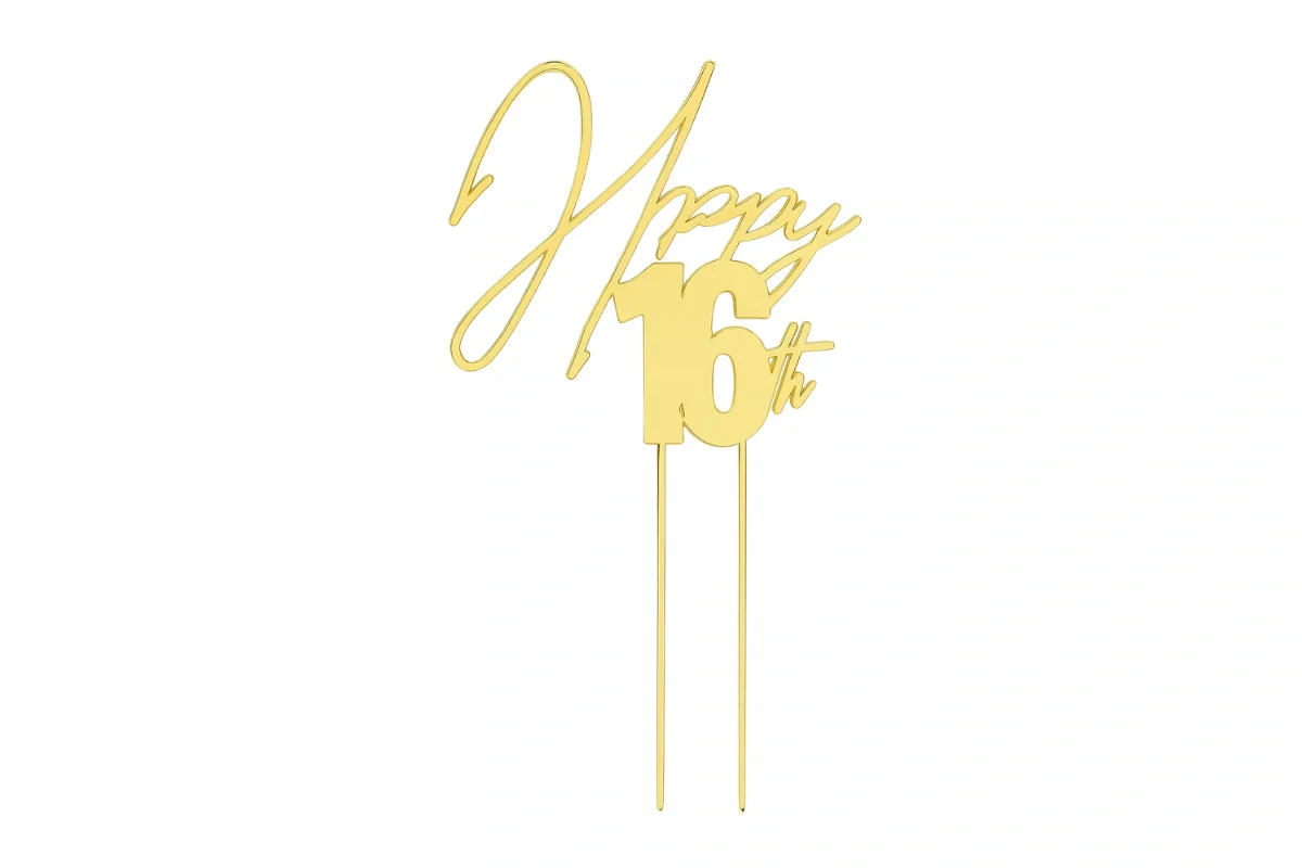 Gold Happy 16th Cake Topper - Bake Group - Image 3