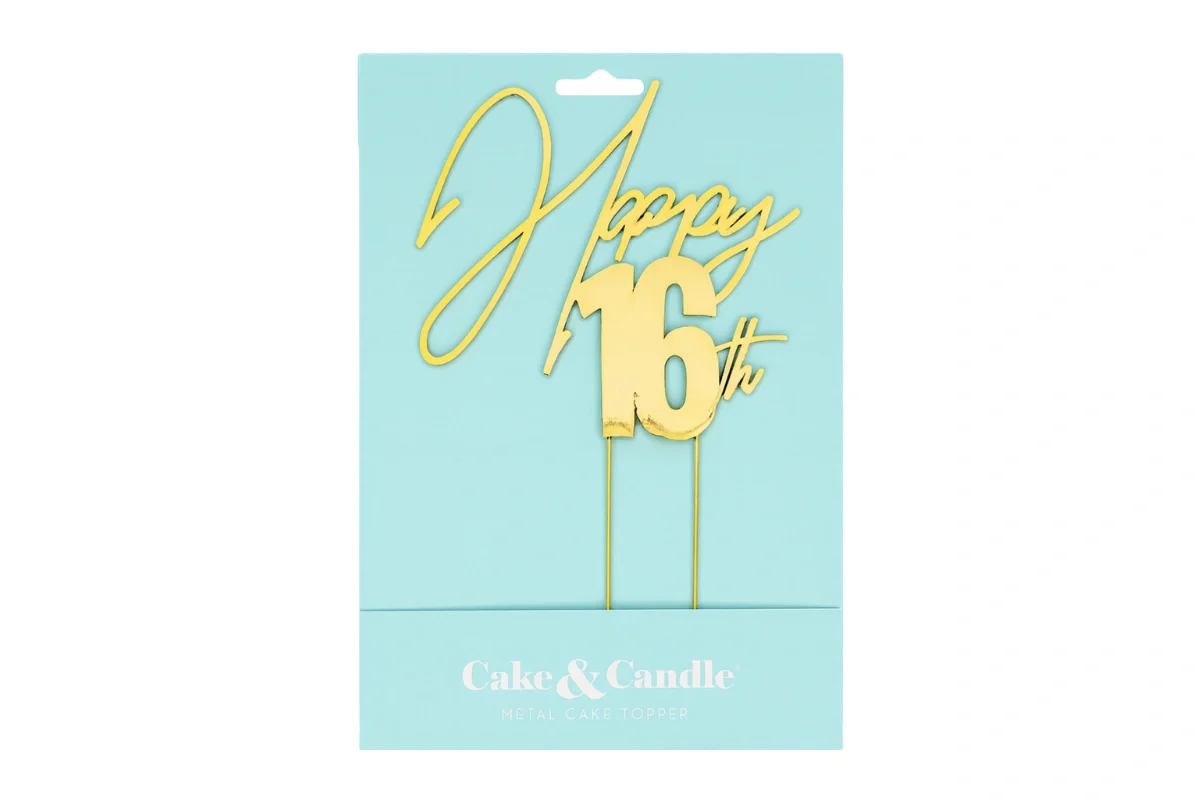 Gold Happy 16th Cake Topper - Bake Group - Image 4