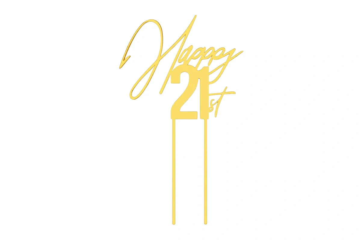 Gold Happy 21st Cake Topper - Bake Group - Image 3