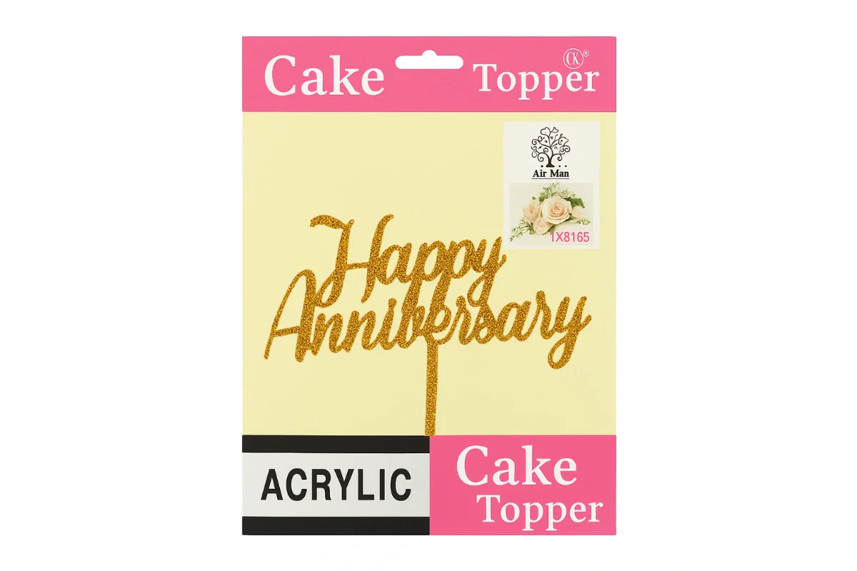 Gold Happy Anniversary - Cake Topper - Glitter - Iconic Cake Art - Image 4