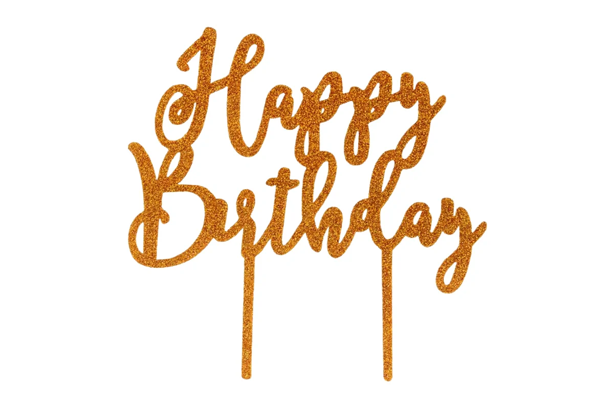 Gold Happy Birthday - Cake Topper - Glitter - Iconic Cake Art - Image 3