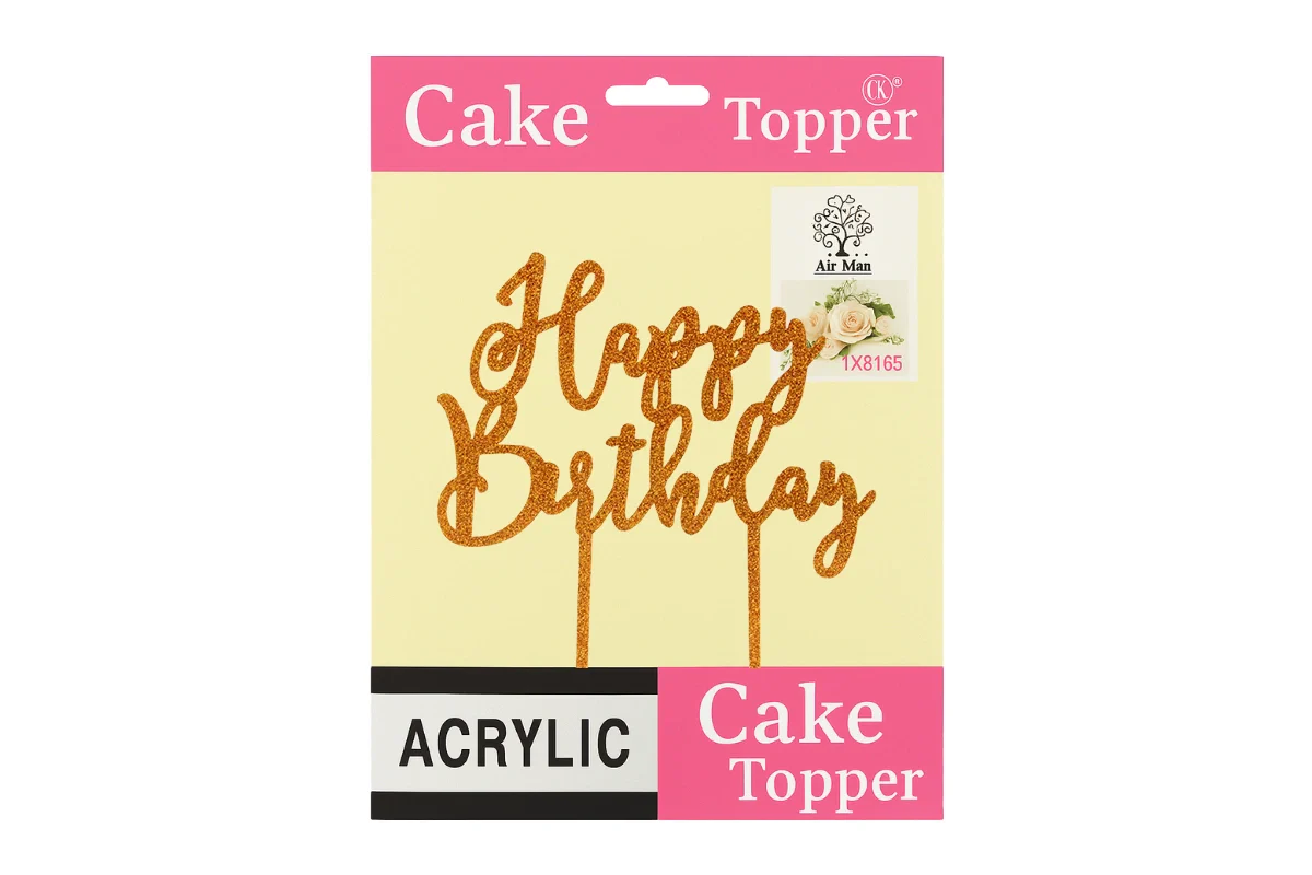 Gold Happy Birthday - Cake Topper - Glitter - Iconic Cake Art - Image 4