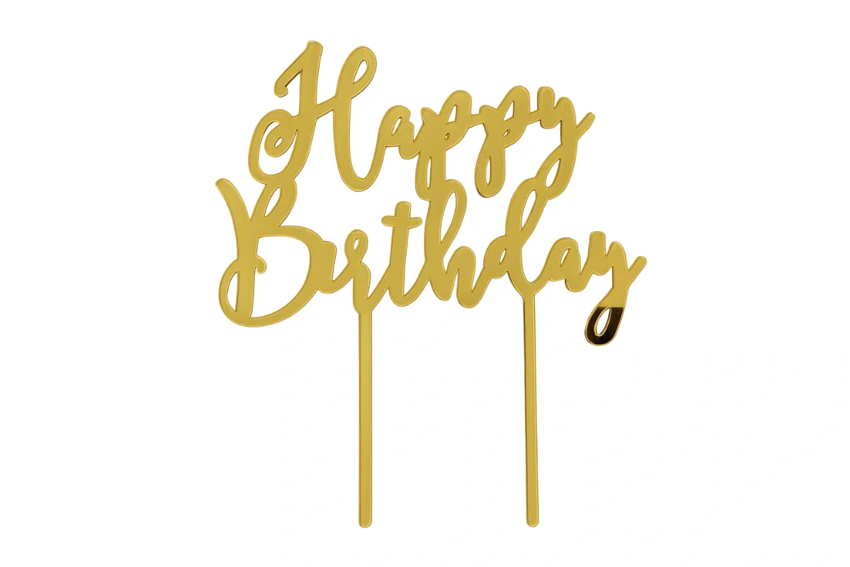 Gold Happy Birthday - Cake Topper - Mirror - Iconic Cake Art - Image 3