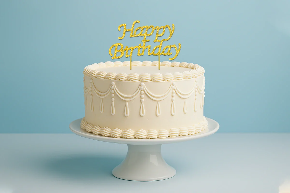 Gold Happy Birthday Pick - Cake Topper - Diamante - Iconic Cake Art - Image 2