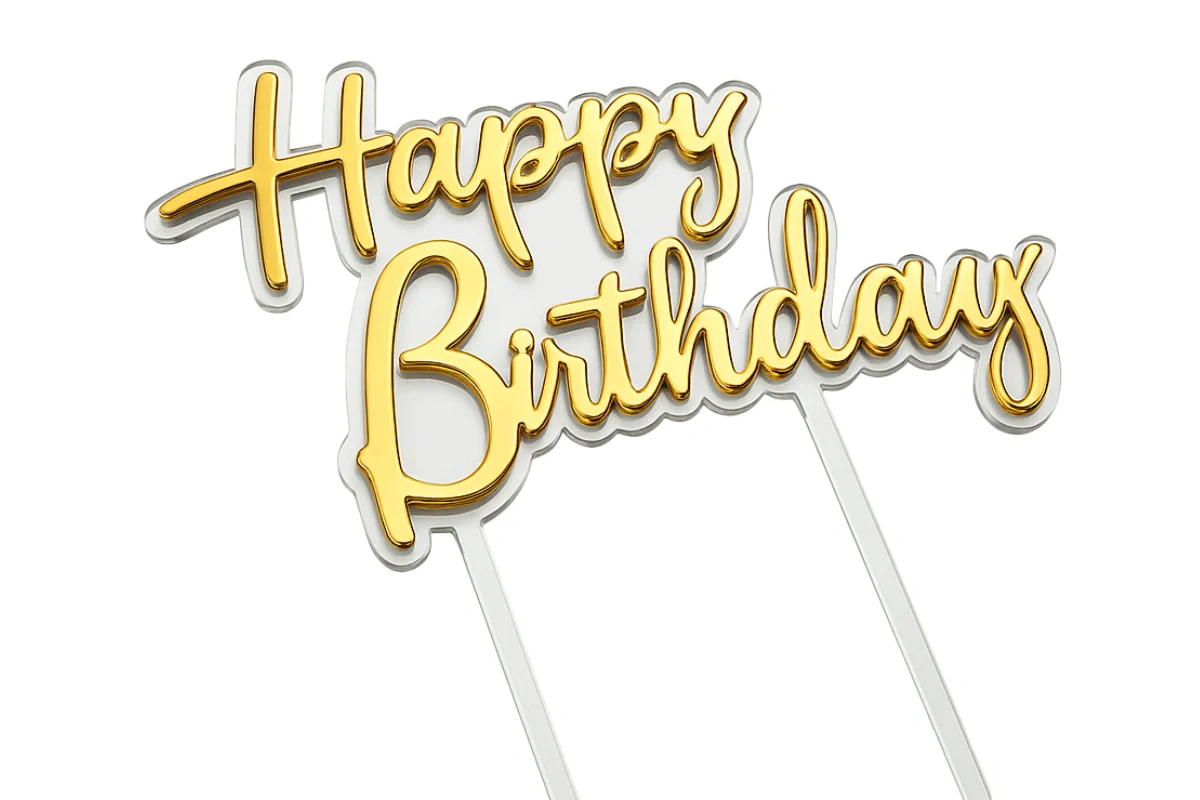Gold Happy Birthday Topper - Iconic Cake Art - Image 4