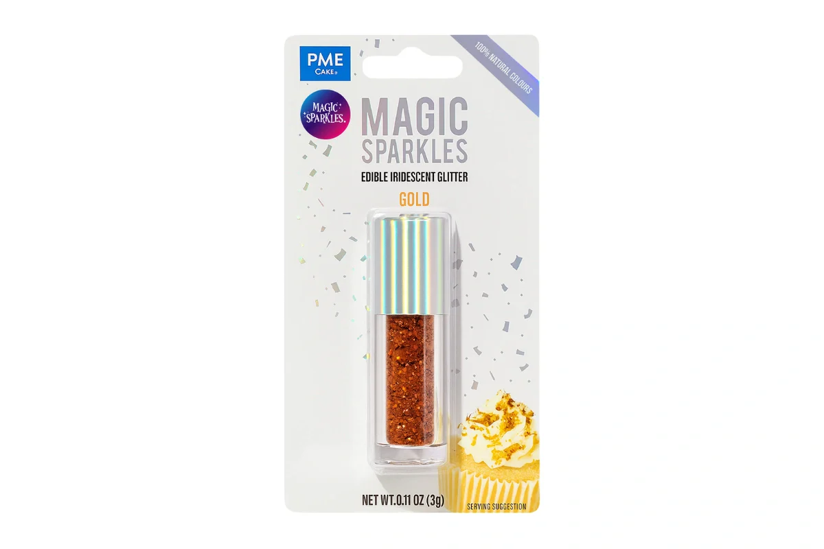 Gold Magic Sparkles Edible Iridescent Glitter 3g - PME - Image 2