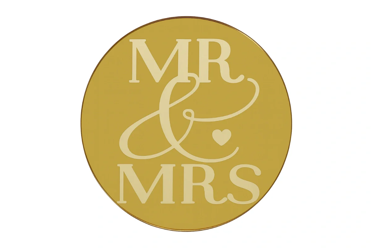 Gold Mr and Mrs Toppers (6 Pack) - Iconic Cake Art - Image 3