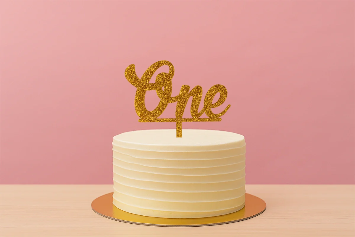 Gold One - Birthday Cake Topper - Glitter - Iconic Cake Art - Image 2