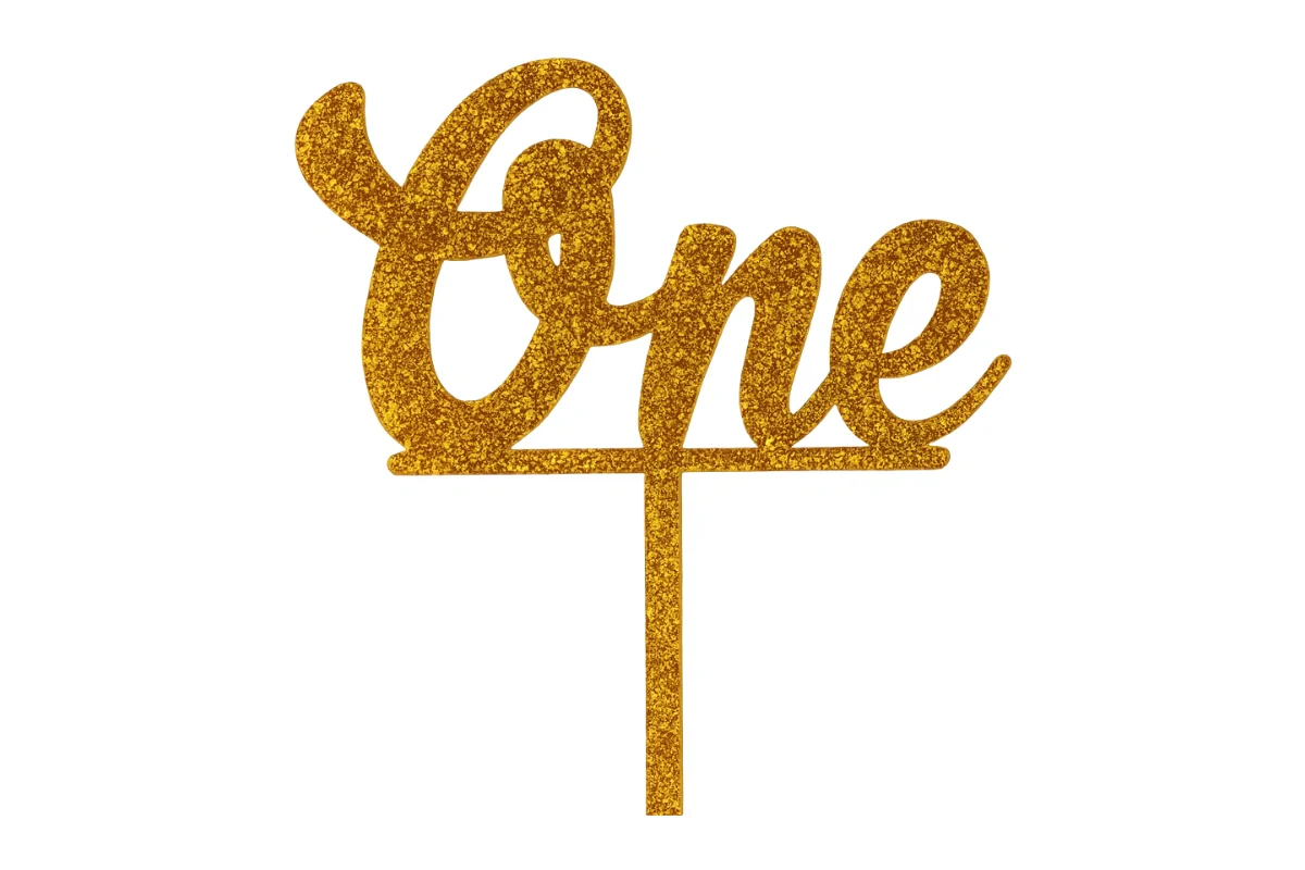 Gold One - Birthday Cake Topper - Glitter - Iconic Cake Art - Image 3