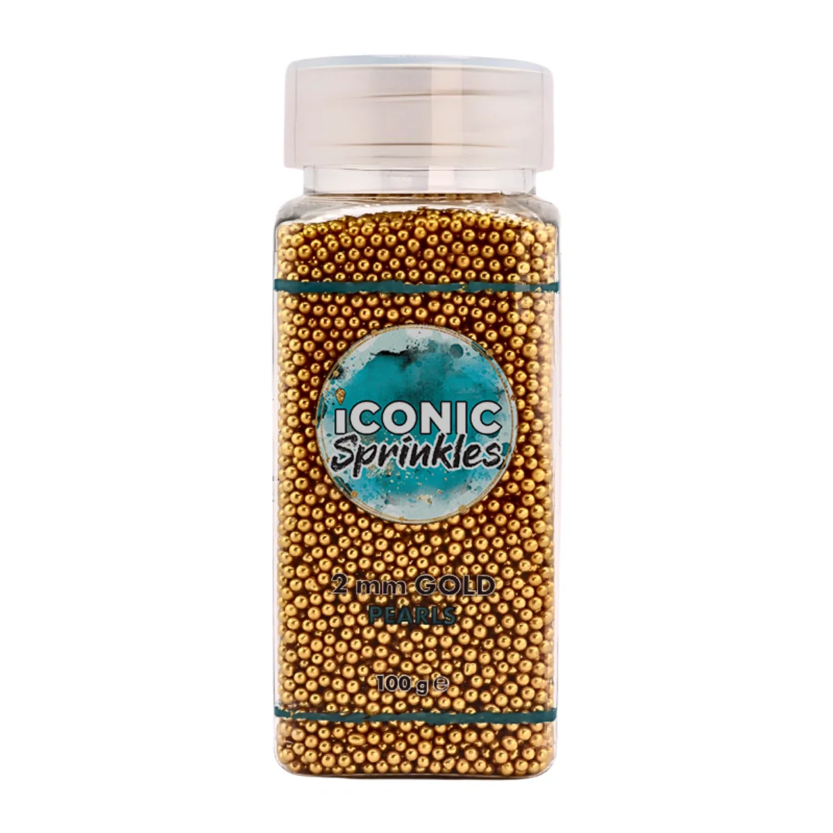Gold Pearls 2mm 100g - Iconic Sprinkles - Image 2