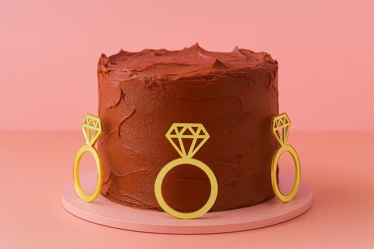Gold Ring Toppers (6 Pack) - Iconic Cake Art - Image 2
