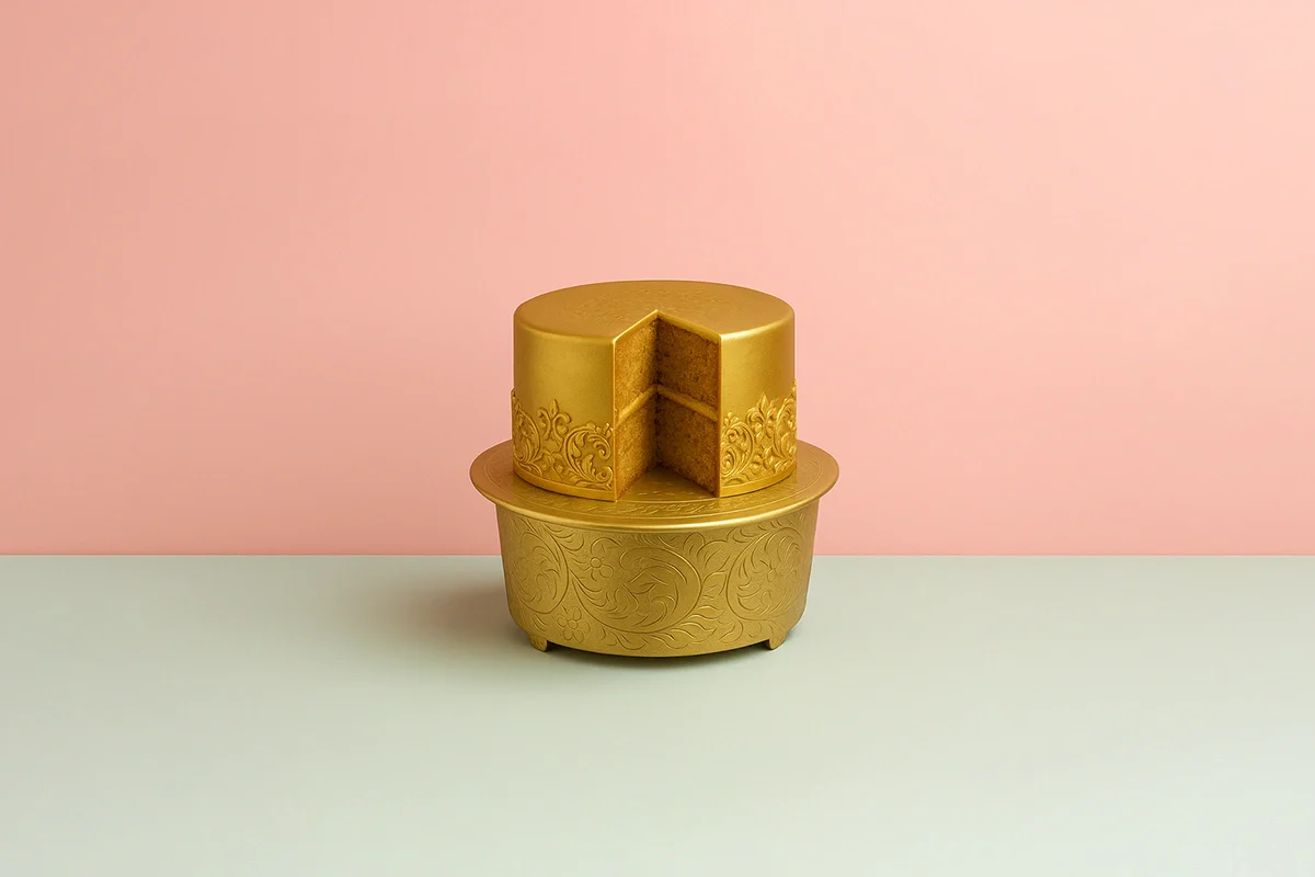 Gold Round 12 Hand Crafted Plateau Style Cake Stand - Iconic Cake Art - Image 2