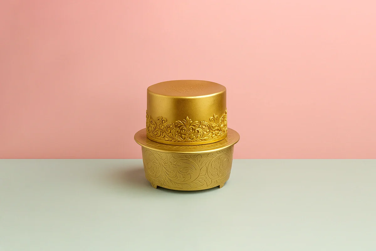 Gold Round 12 Hand Crafted Plateau Style Cake Stand - Iconic Cake Art - Image 3