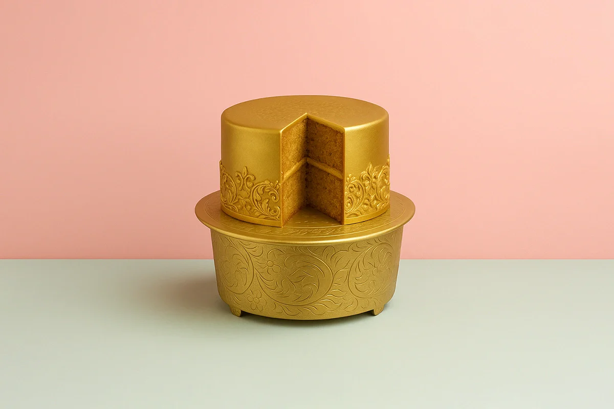 Gold Round 16 Hand Crafted Plateau Style Cake Stand - Iconic Cake Art - Image 2