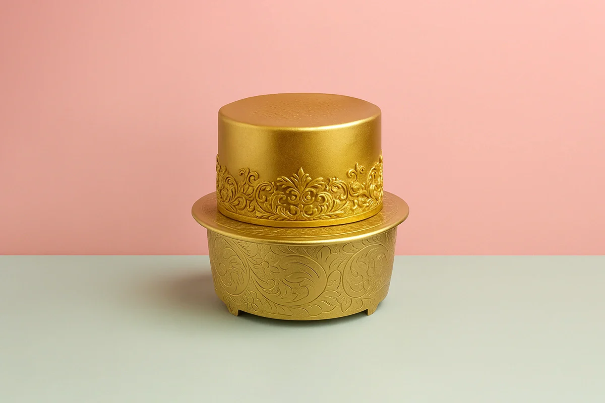 Gold Round 16 Hand Crafted Plateau Style Cake Stand - Iconic Cake Art - Image 3