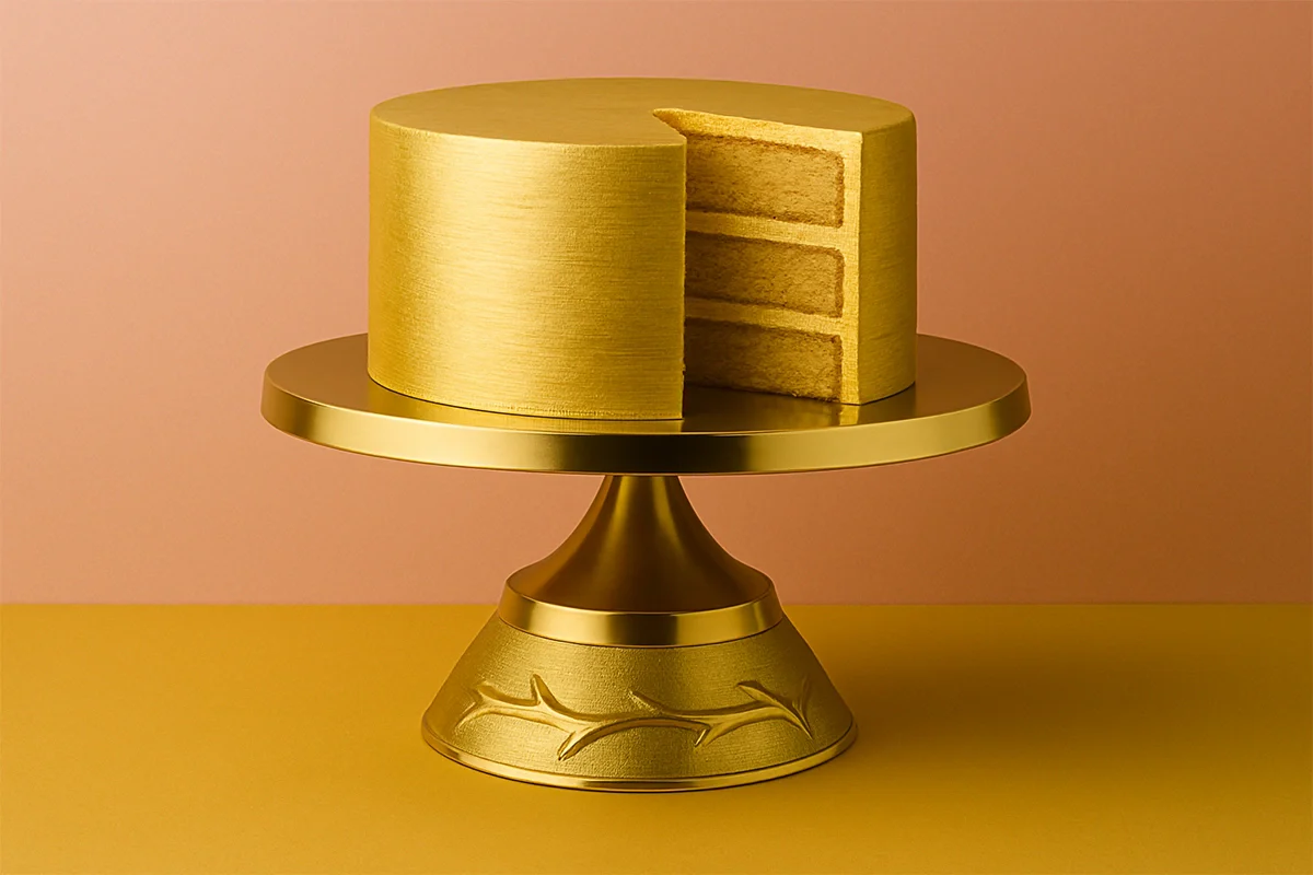 Gold Round Tapered Cake Stand 14 Inch - Iconic Cake Art - Image 2