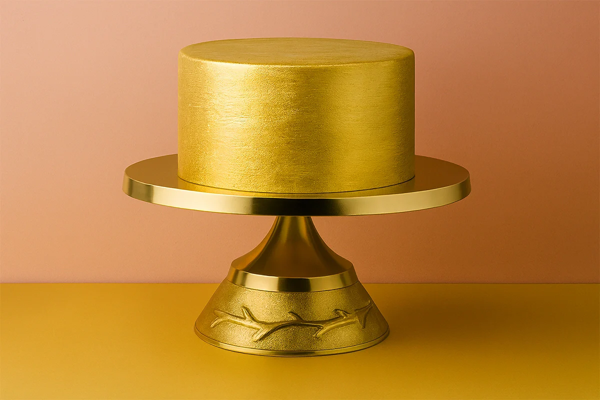 Gold Round Tapered Cake Stand 14 Inch - Iconic Cake Art - Image 3