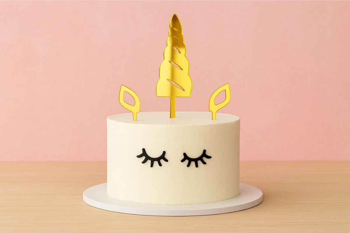 Gold Set Unicorn Horn - Cake Topper - Mirror (5 Pack) - Iconic Cake Art - Image 2