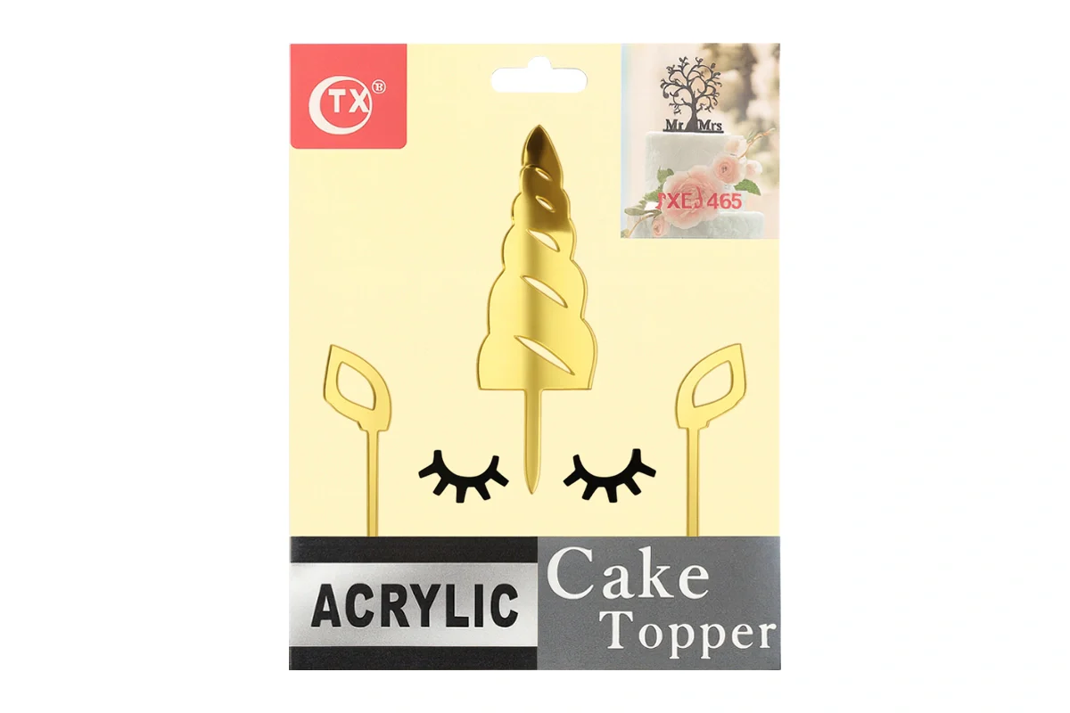Gold Set Unicorn Horn - Cake Topper - Mirror (5 Pack) - Iconic Cake Art - Image 4