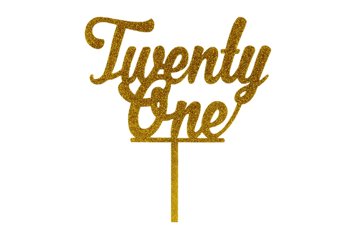 Gold Twenty One - Birthday Cake Topper - Glitter - Iconic Cake Art - Image 3