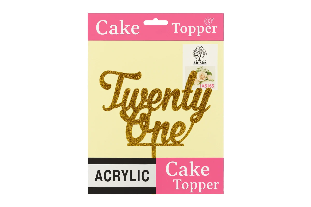 Gold Twenty One - Birthday Cake Topper - Glitter - Iconic Cake Art - Image 4