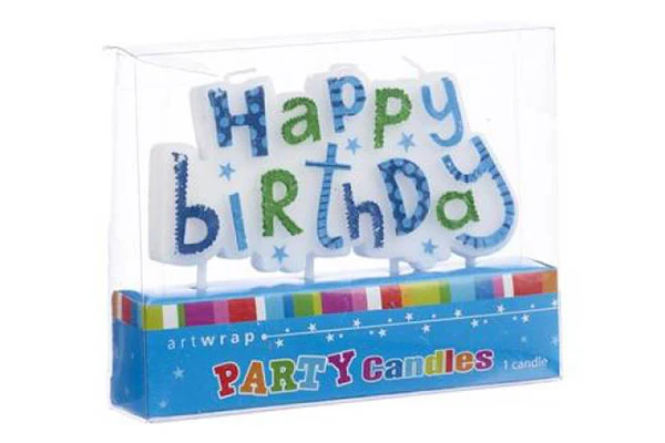 Green Blue Happy Birthday Candle - Artwrap