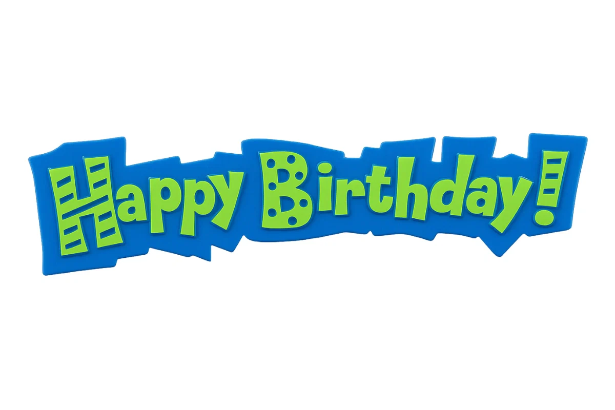 Green Blue Happy Birthday Plaque - Cake Topper - Bakery Crafts