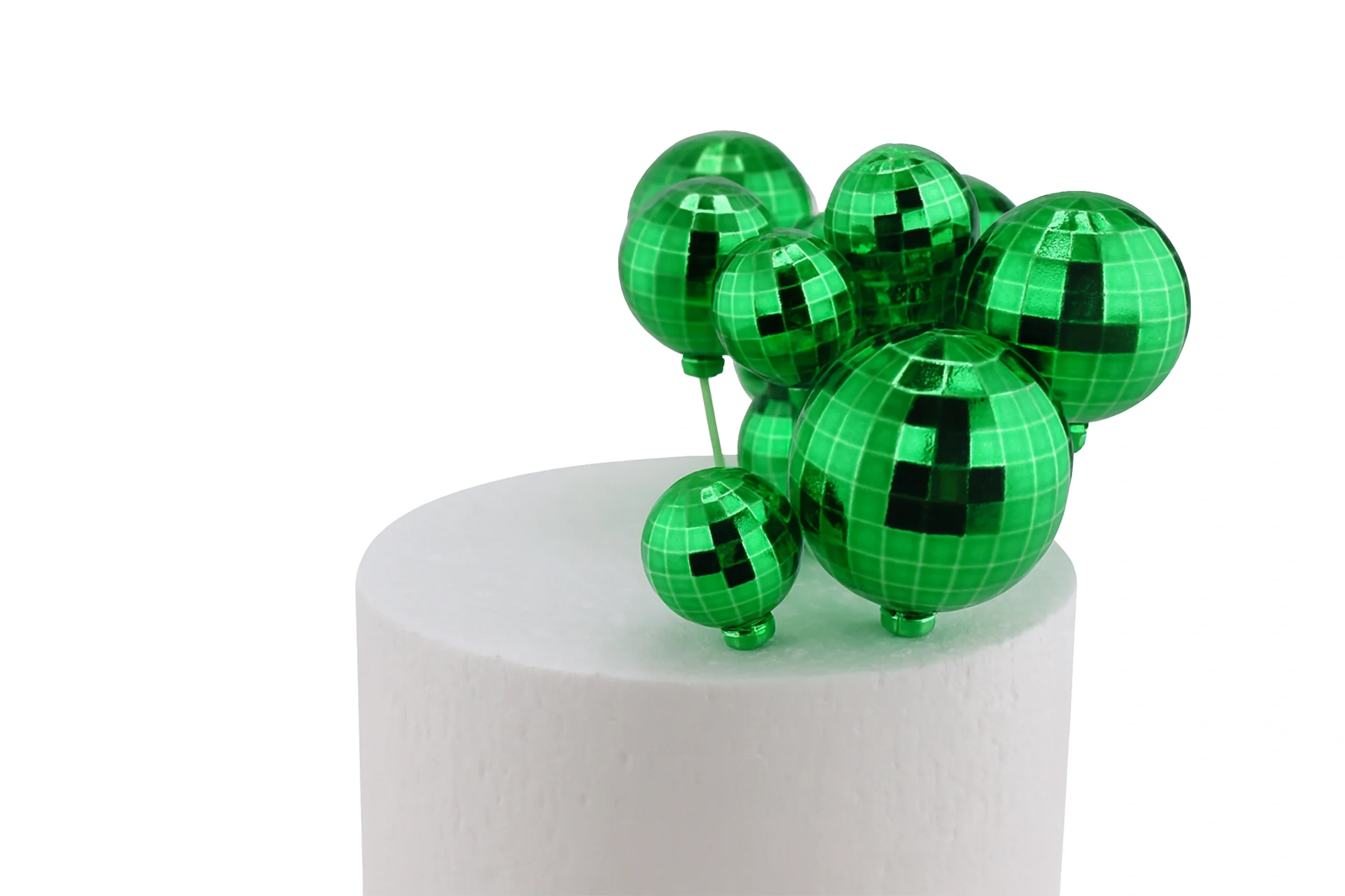 Green Disco Ball Topper Set (12 Pack) - Iconic Cake Art - Image 2