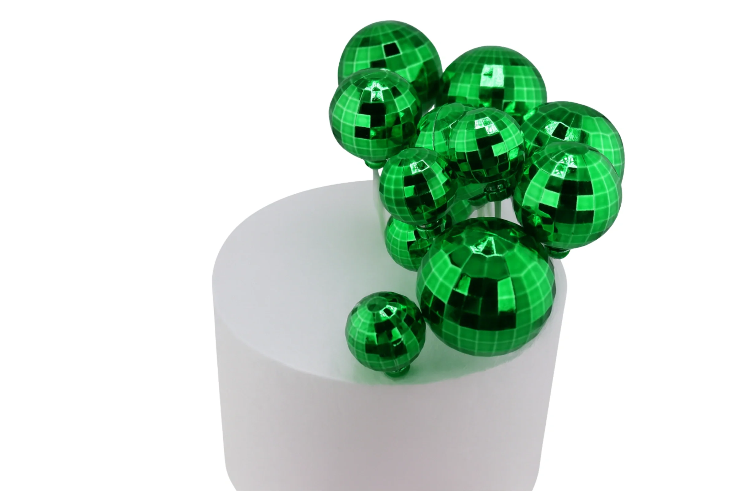 Green Disco Ball Topper Set (12 Pack) - Iconic Cake Art - Image 3