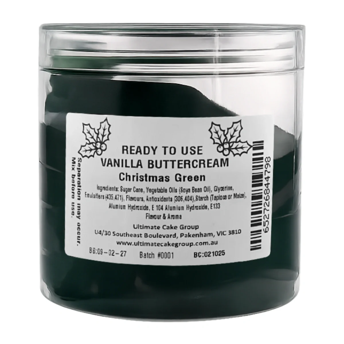 Green Vanilla Christmas Ready to Use Buttercream 500g - Iconic Cake Art - Image 2