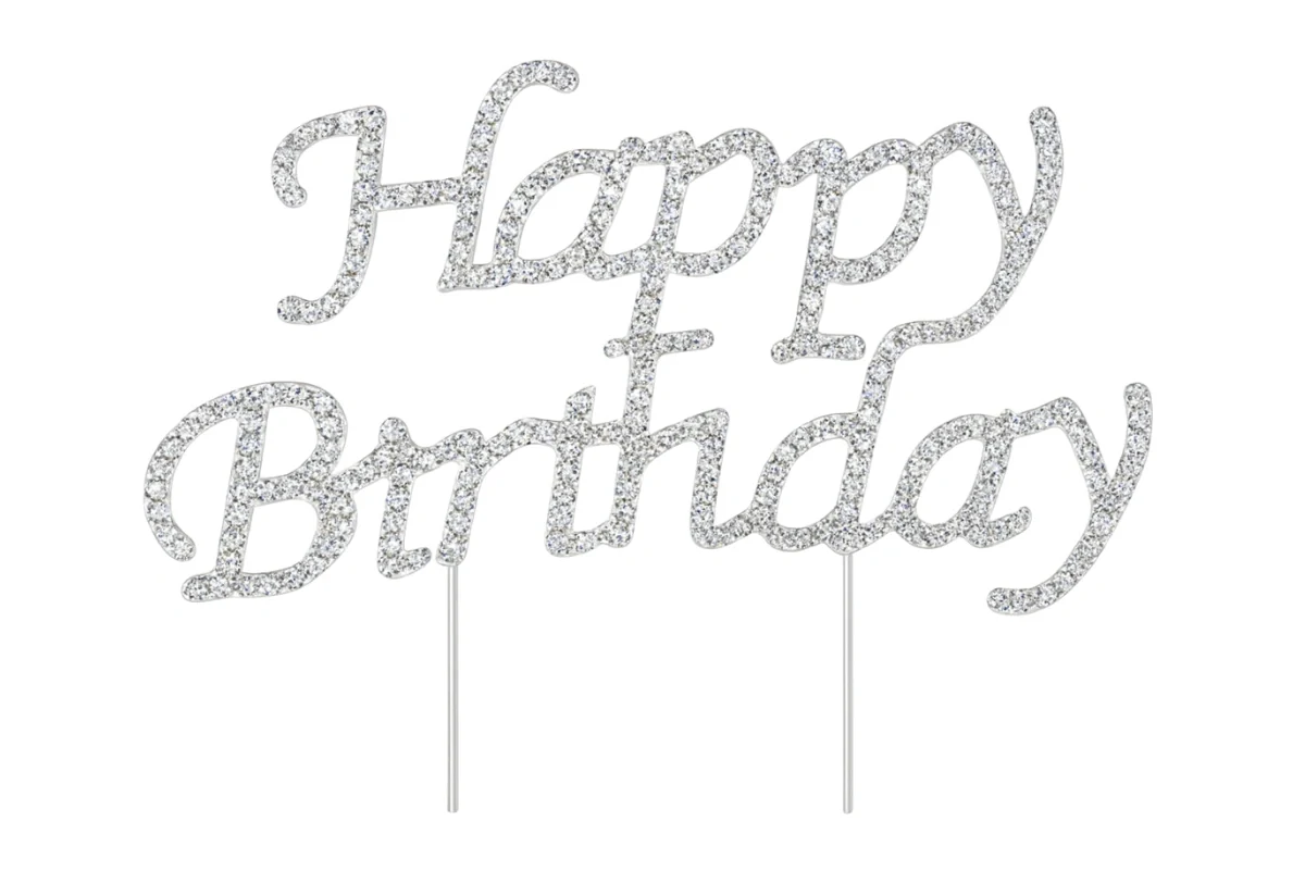 Happy Birthday Pick - Cake Topper - Diamante - Iconic Cake Art - Image 3