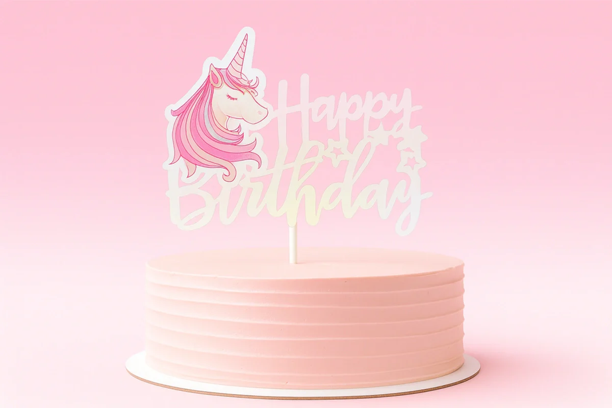 Happy Birthday - Unicorn Laser - Cake Topper - Iconic Cake Art - Image 2