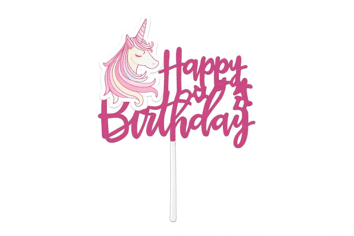 Happy Birthday - Unicorn Laser - Cake Topper - Iconic Cake Art - Image 3