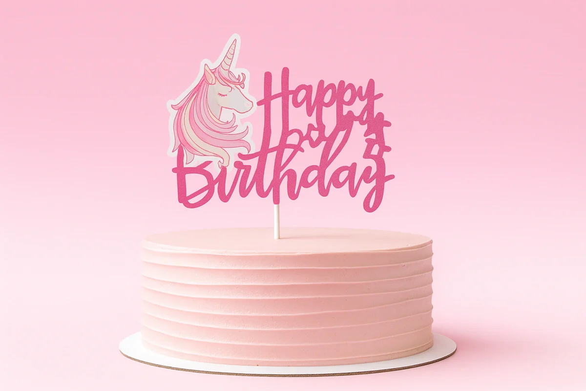 Happy Birthday - Unicorn Rose - Glitter - Cake Topper - Iconic Cake Art - Image 2