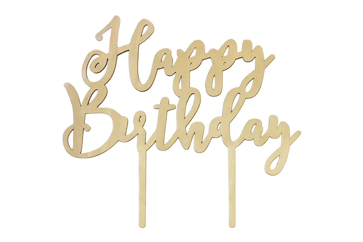 Happy Birthday Wood Look Cake Topper - Iconic Cake Art - Image 3