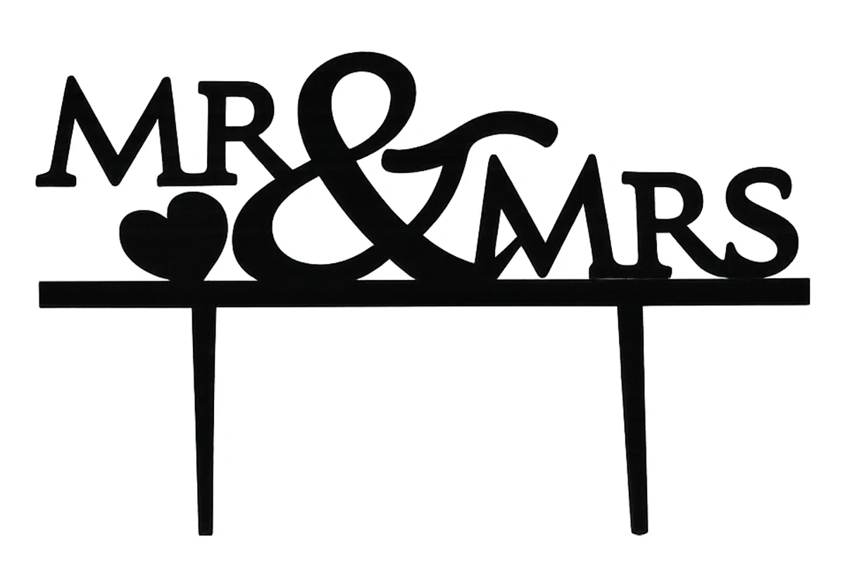 High Mr and Mrs 1 - Wedding Silhouette Cake Topper - Cake Decor - Monogram 12cm - Iconic Cake Art - Image 3