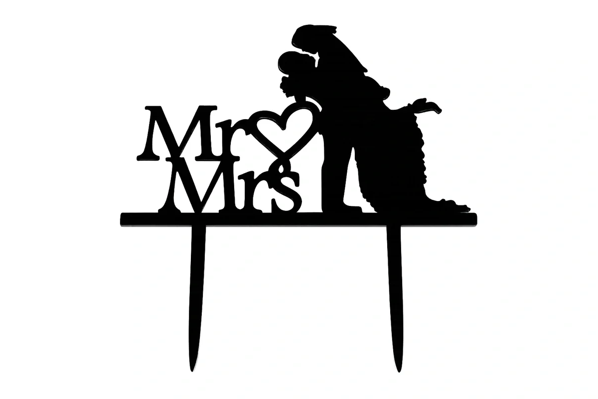 High Mr and Mrs Couple - Wedding Silhouette Cake Topper - Cake Decor 17cm - Iconic Cake Art - Image 3