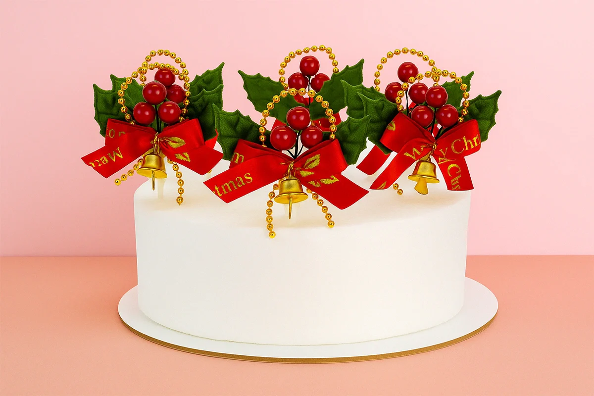 Holly Wreath Toppers (6 Pack) - Iconic Cake Art - Image 2