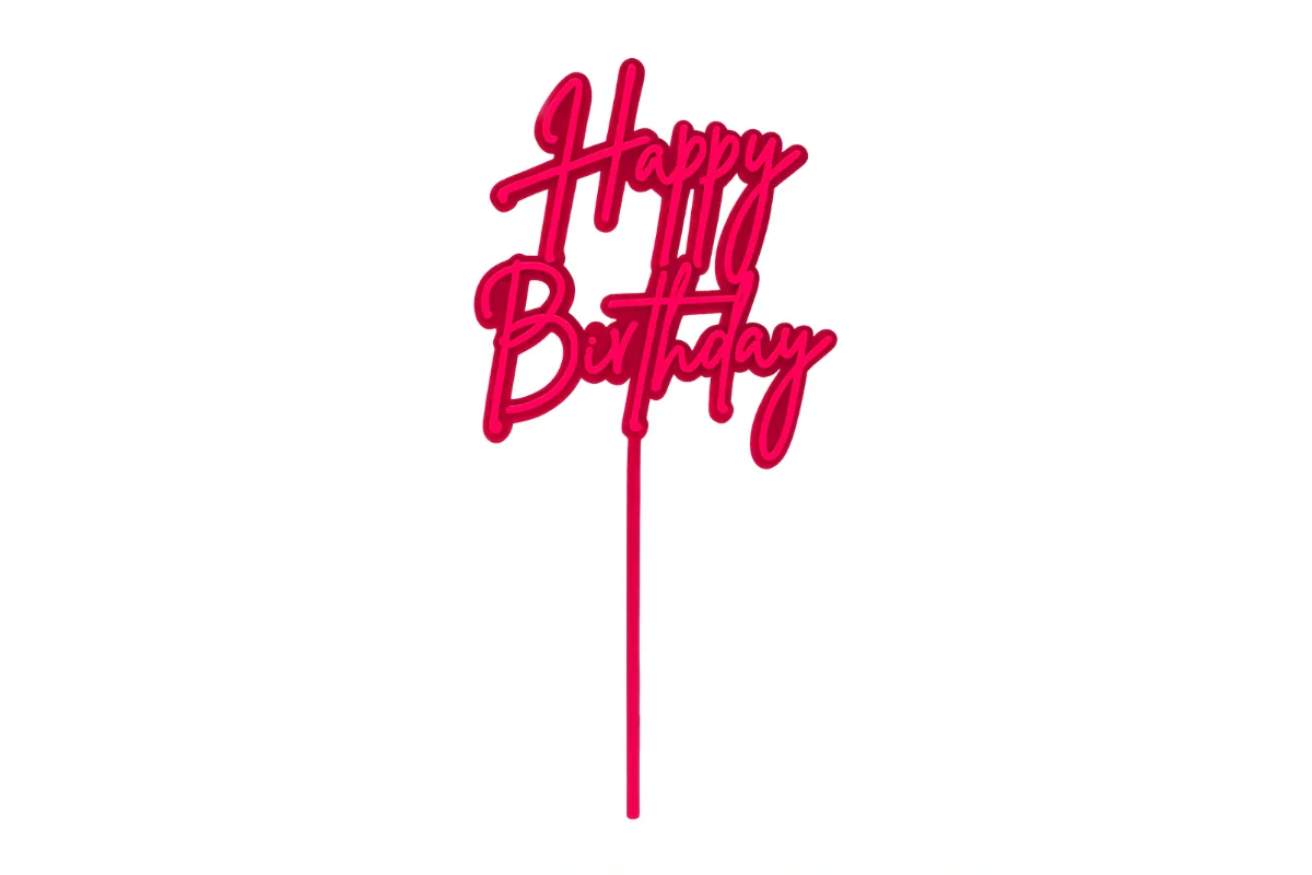 Hot Pink Layered Happy Birthday Cake Topper - Bake Group - Image 3