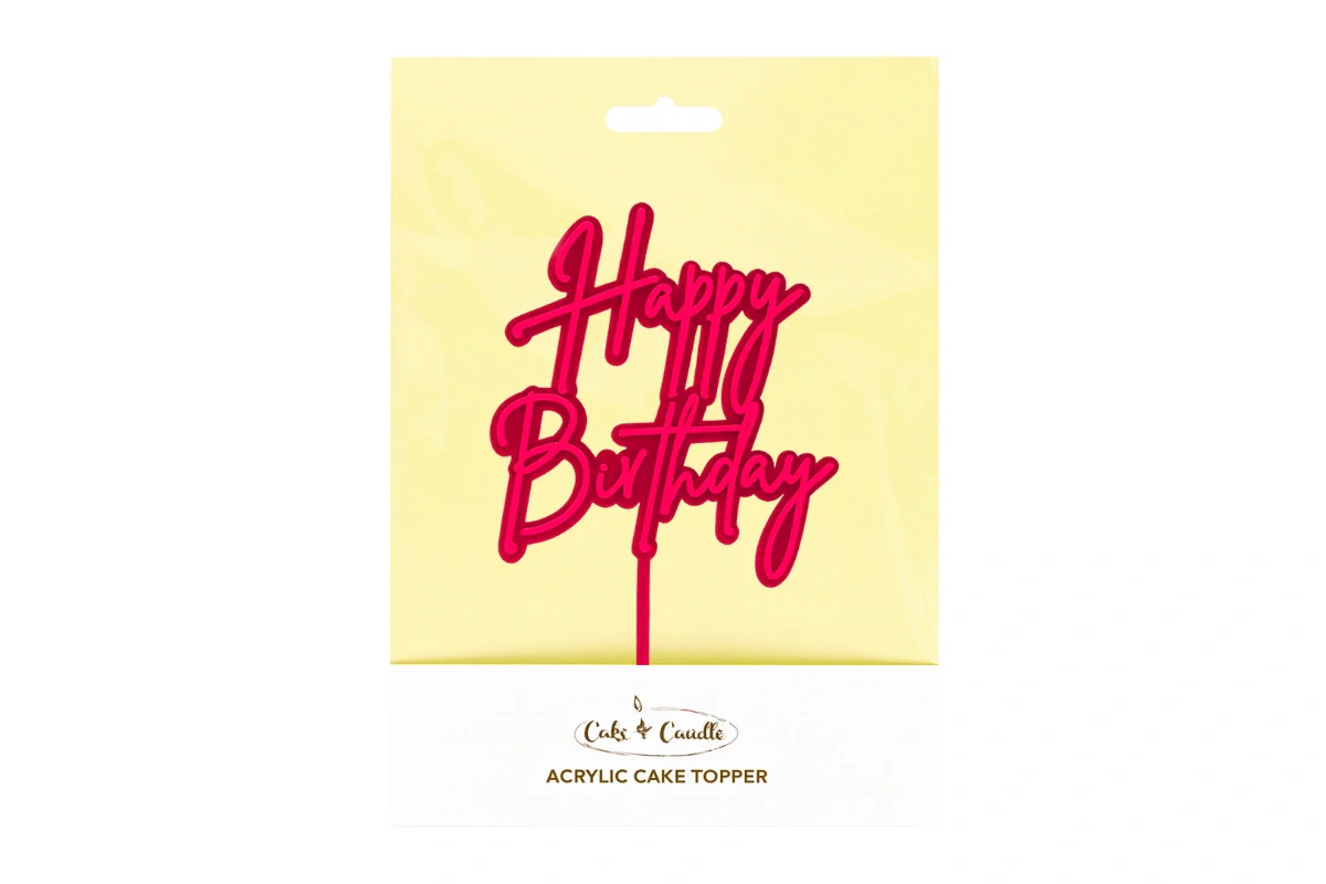 Hot Pink Layered Happy Birthday Cake Topper - Bake Group - Image 4